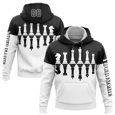 Custom Black White 3D Chess International Chess Day Sports Pullover Sweatshirt Hoodie