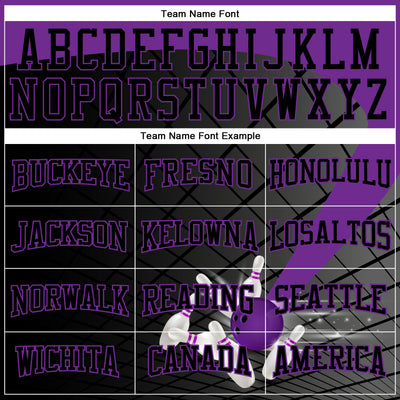 Custom Black Purple 3D Bowling Sports Pullover Sweatshirt Hoodie