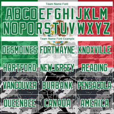 Custom Camo Kelly Green-White 3D Mexico Mexican Flag Sports Pullover Sweatshirt Salute To Service Hoodie