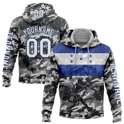 Custom Camo White-Royal 3D Honduras Honduran Flag Sports Pullover Sweatshirt Salute To Service Hoodie