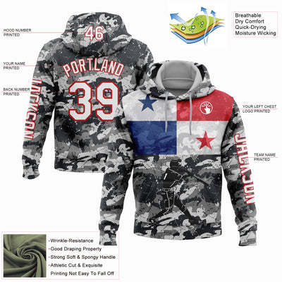 Custom Camo White-Red 3D Panama Panamanian Flag Sports Pullover Sweatshirt Salute To Service Hoodie
