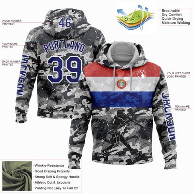 Custom Camo Navy-White 3D Paraguay Paraguayan Flag Sports Pullover Sweatshirt Salute To Service Hoodie