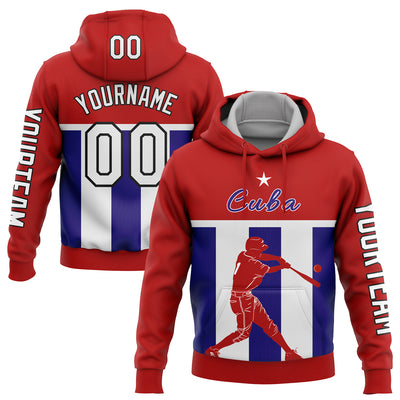 Custom Red Dark Purple-Black 3D Costa Cuba Cuban Flag Sports Pullover Sweatshirt Hoodie