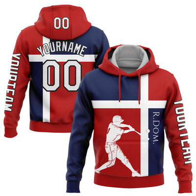 Custom Red US Navy Blue-Black 3D Dominican Republic Dominican Republic Flag Sports Pullover Sweatshirt Hoodie