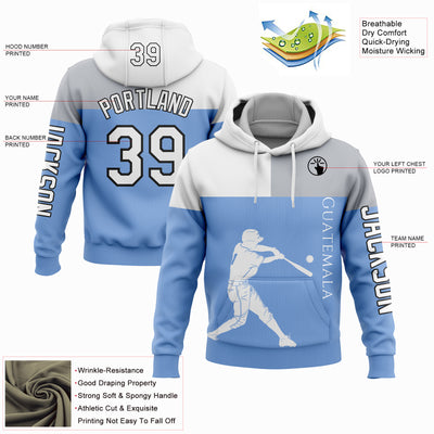 Custom Light Blue Gray-Black 3D Guatemala Guatemalan Flag Sports Pullover Sweatshirt Hoodie