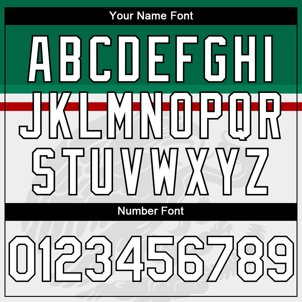 Custom White Kelly Green Red-Black 3D Mexico Mexican Flag Sports Pullover Sweatshirt Hoodie