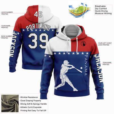 Custom US Navy Blue Red-Black 3D Panama Panamanian Flag Sports Pullover Sweatshirt Hoodie