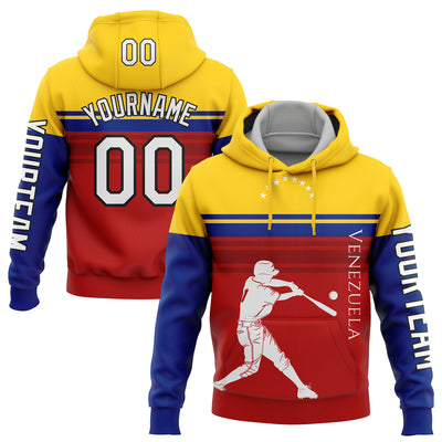 Custom Red Gold Royal-Black 3D Venezuela Venezuelan Flag Sports Pullover Sweatshirt Hoodie