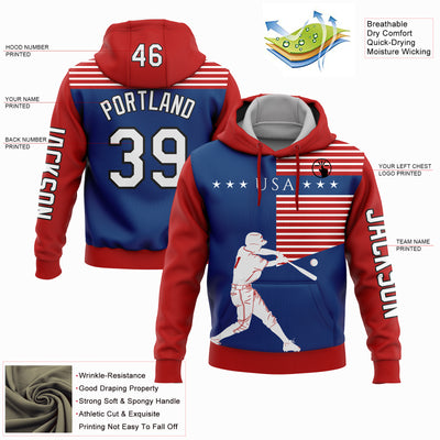 Custom Red US Navy Blue-Black 3D USA Flag Sports Pullover Sweatshirt Hoodie