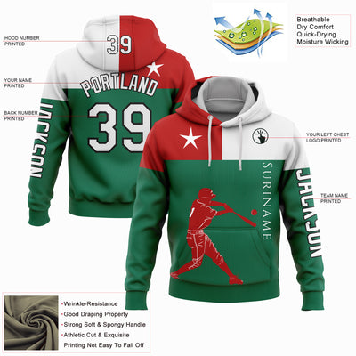 Custom Kelly Green Red-Black 3D Suriname Surinamese Flag Sports Pullover Sweatshirt Hoodie