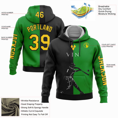 Custom Grass Green Gold-Black 3D Saint Vincent And The Grenadines Flag Sports Pullover Sweatshirt Hoodie