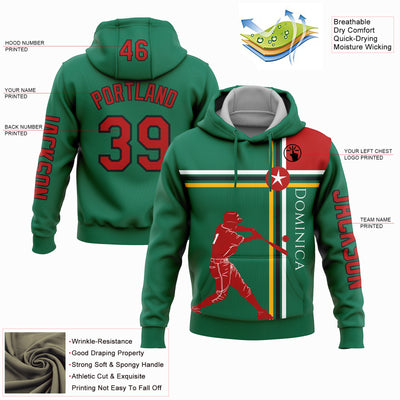 Custom Kelly Green Red Gold-Black 3D Dominic Dominican Flag Sports Pullover Sweatshirt Hoodie
