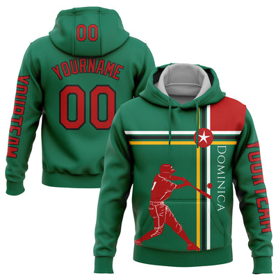 Custom Kelly Green Red Gold-Black 3D Dominic Dominican Flag Sports Pullover Sweatshirt Hoodie