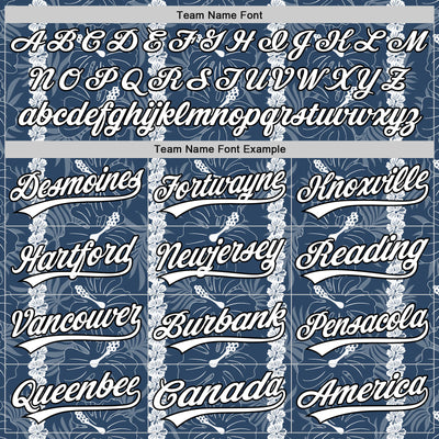 Custom Navy White-Black 3D Tropical Hawaii Jungle Leaves And Flower Authentic Baseball Jersey