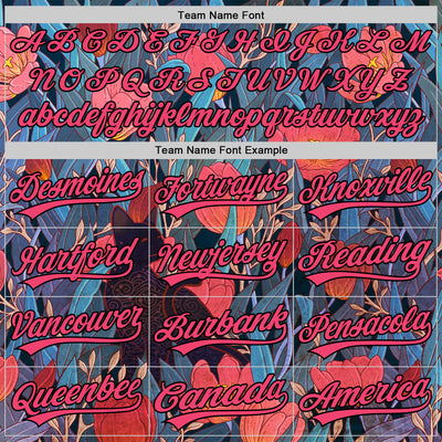 Custom Black Neon Pink 3D Syntetyc Black Cat And Tulips Authentic Baseball Jersey