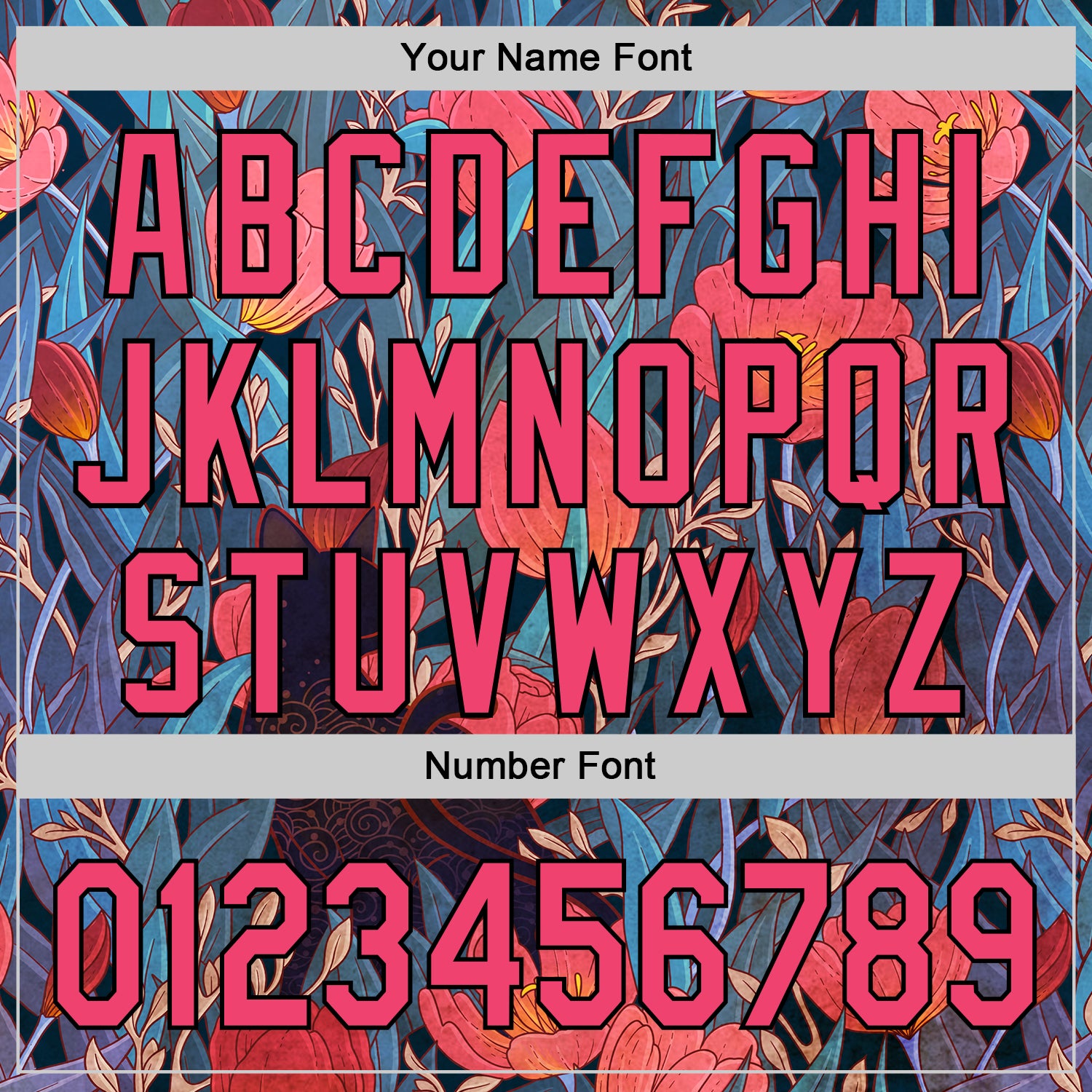 Custom Black Neon Pink 3D Syntetyc Black Cat And Tulips Authentic Baseball Jersey