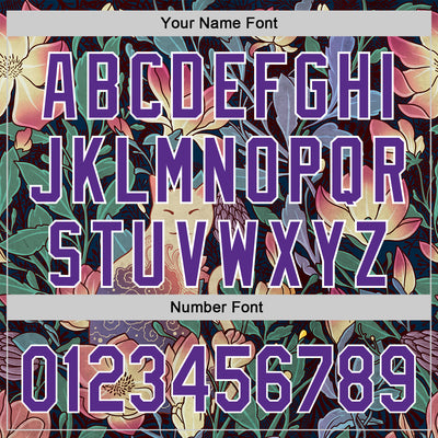 Custom Black Purple-White 3D Syntetyc Cat And Magnolia Authentic Baseball Jersey