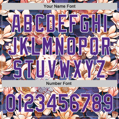 Custom Black Purple-White 3D Syntetyc White Cat Lotus Authentic Baseball Jersey