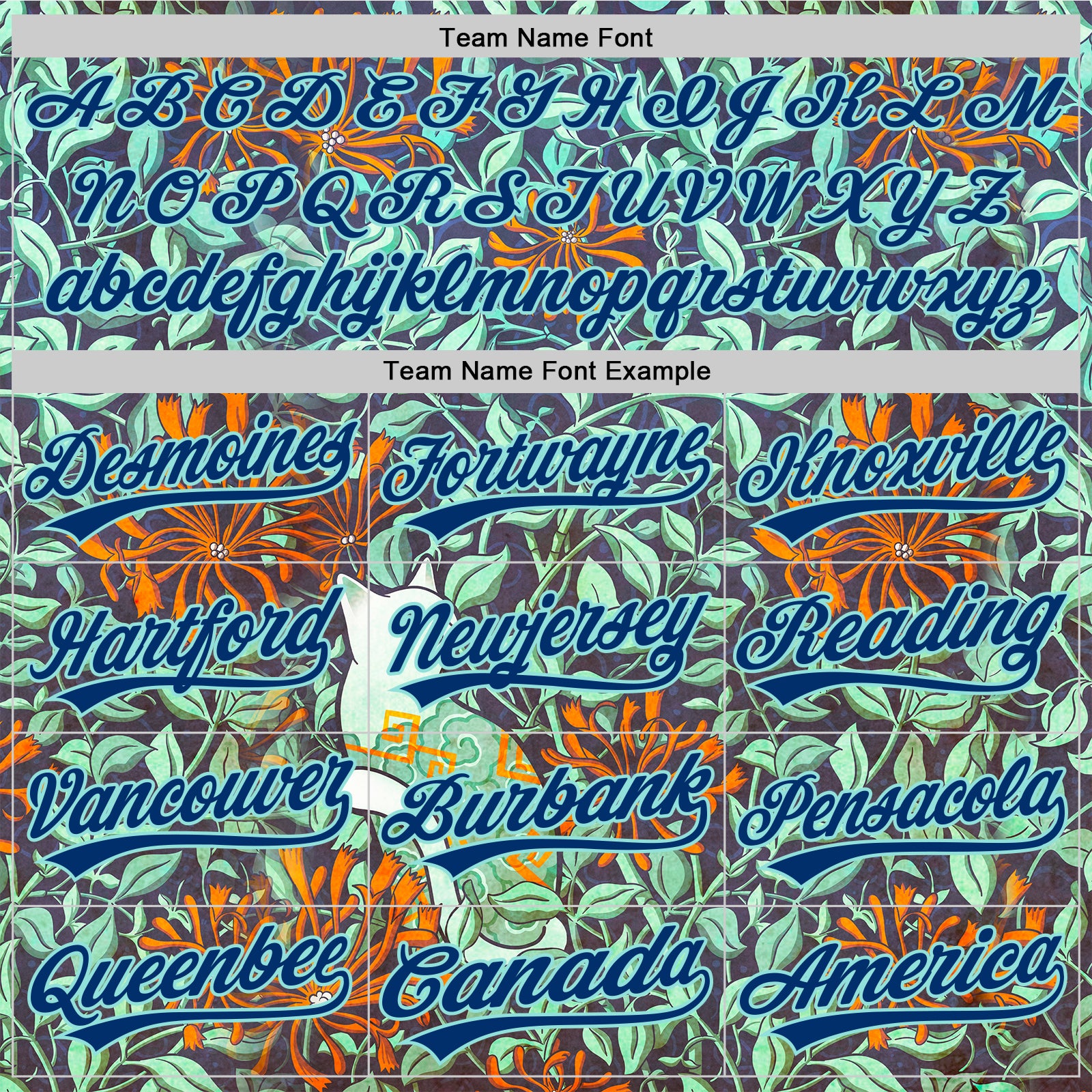 Custom Green US Navy Blue-Ice Blue 3D Syntetyc Cat And Honeysuckle Authentic Baseball Jersey