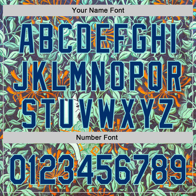 Custom Green US Navy Blue-Ice Blue 3D Syntetyc Cat And Honeysuckle Authentic Baseball Jersey