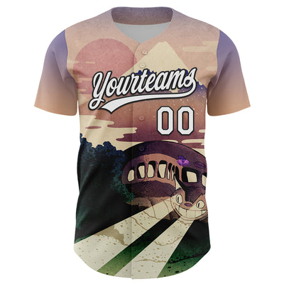 Custom City Cream White-Black 3D Syntetyc Catbus Fuji Authentic Baseball Jersey