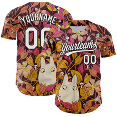 Custom Black White 3D Syntetyc Chibi Floral Authentic Baseball Jersey