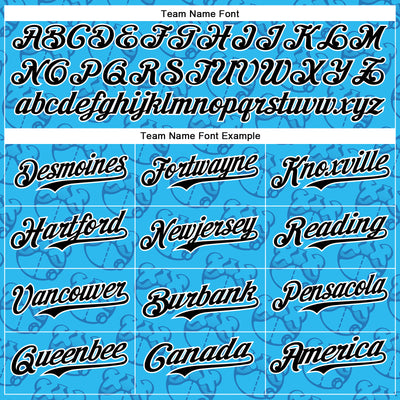 Custom Sky Blue Black-White 3D Revzzz Drip Bear Authentic Baseball Jersey