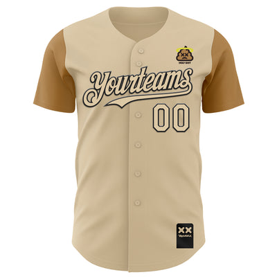 Custom City Cream Old Gold-Black 3D Revzzz Holyshit Authentic Baseball Jersey