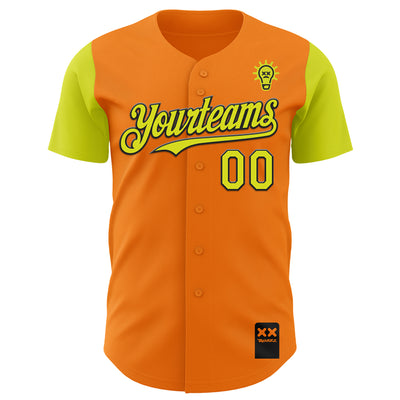 Custom Bay Orange Neon Yellow-Black 3D Revzzz Bad Idea Authentic Baseball Jersey