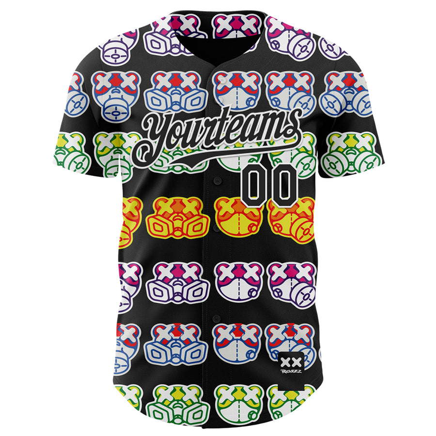 Custom Black White 3D Revzzz All Masked Authentic Baseball Jersey