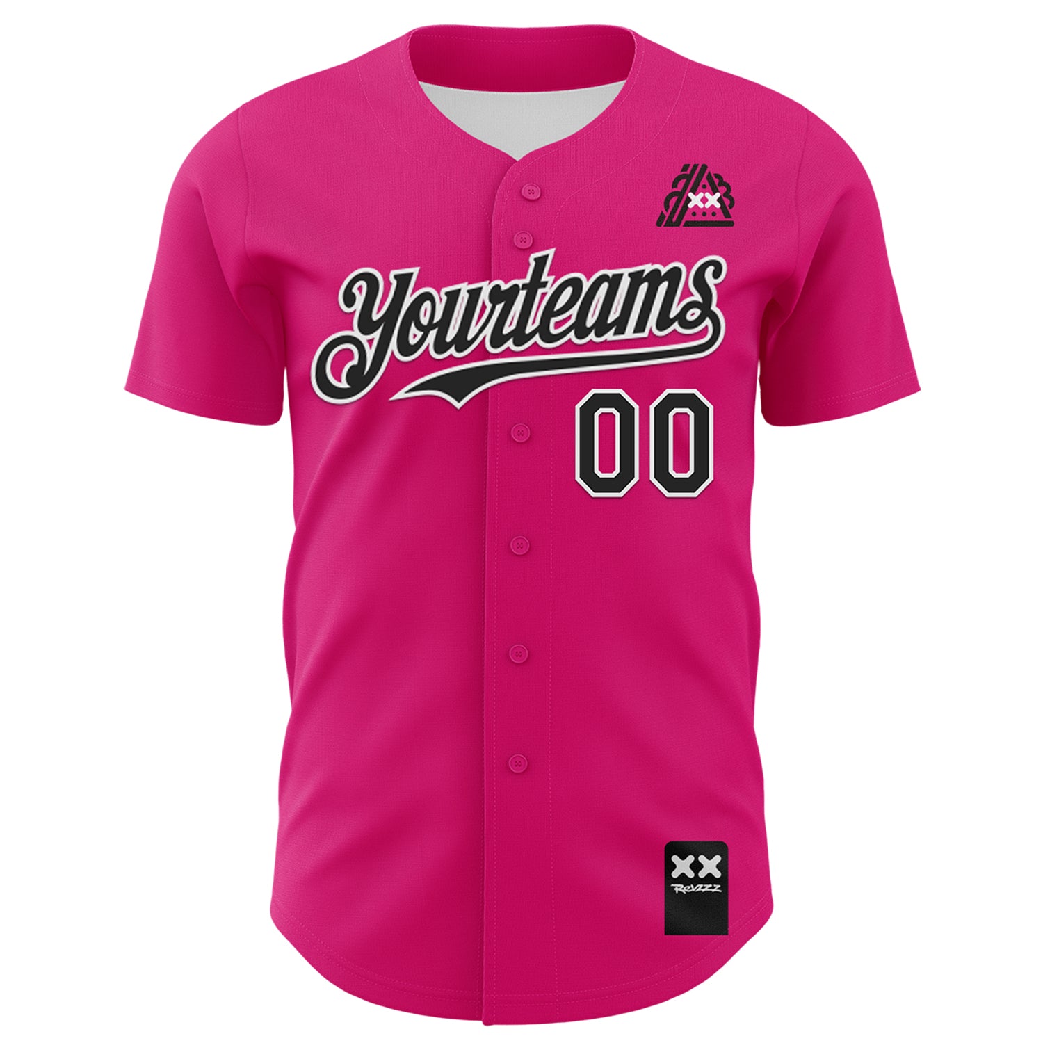 Custom Hot Pink Black-White 3D Revzzz Good Sandwitch Authentic Baseball Jersey