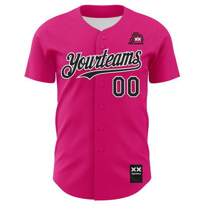 Custom Hot Pink Black-White 3D Revzzz Good Sandwitch Authentic Baseball Jersey