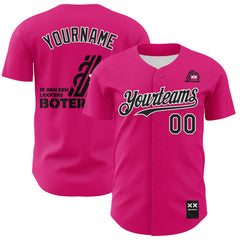 Custom Hot Pink Black-White 3D Revzzz Good Sandwitch Authentic Baseball Jersey