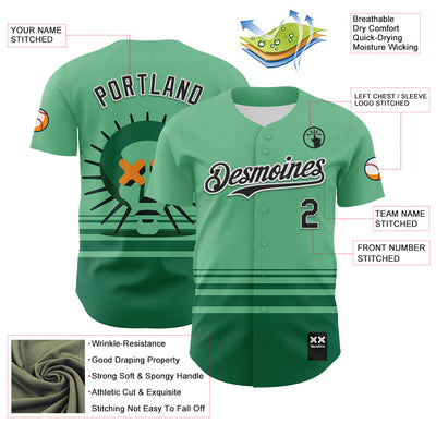 Custom Pea Green Black-White 3D Revzzz Greena Authentic Baseball Jersey