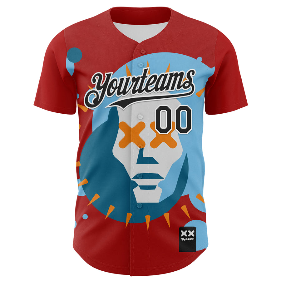 Custom Red Black-White 3D Revzzz Dae Authentic Baseball Jersey