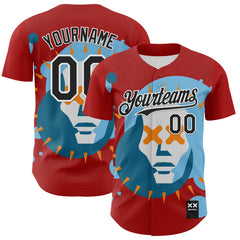 Custom Red Black-White 3D Revzzz Dae Authentic Baseball Jersey