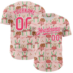 Custom Light Pink Neon Pink-White 3D Emi Bee Ballet Bunnies Authentic Baseball Jersey
