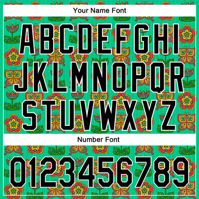 Custom Green Black-White 3D Emi Bee Butterfly Flower Authentic Baseball Jersey