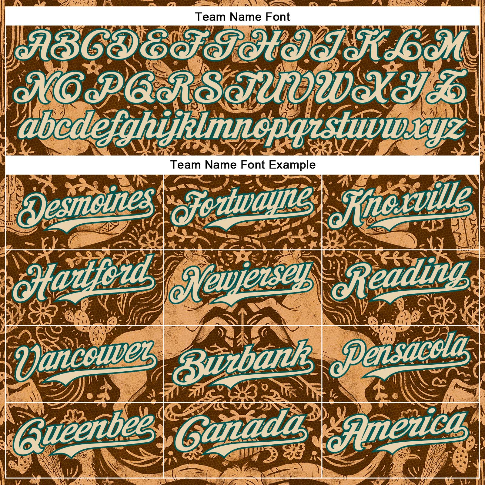 Custom Brown City Cream-Midnight Green 3D Emi Bee Cowpoke Damask Authentic Baseball Jersey