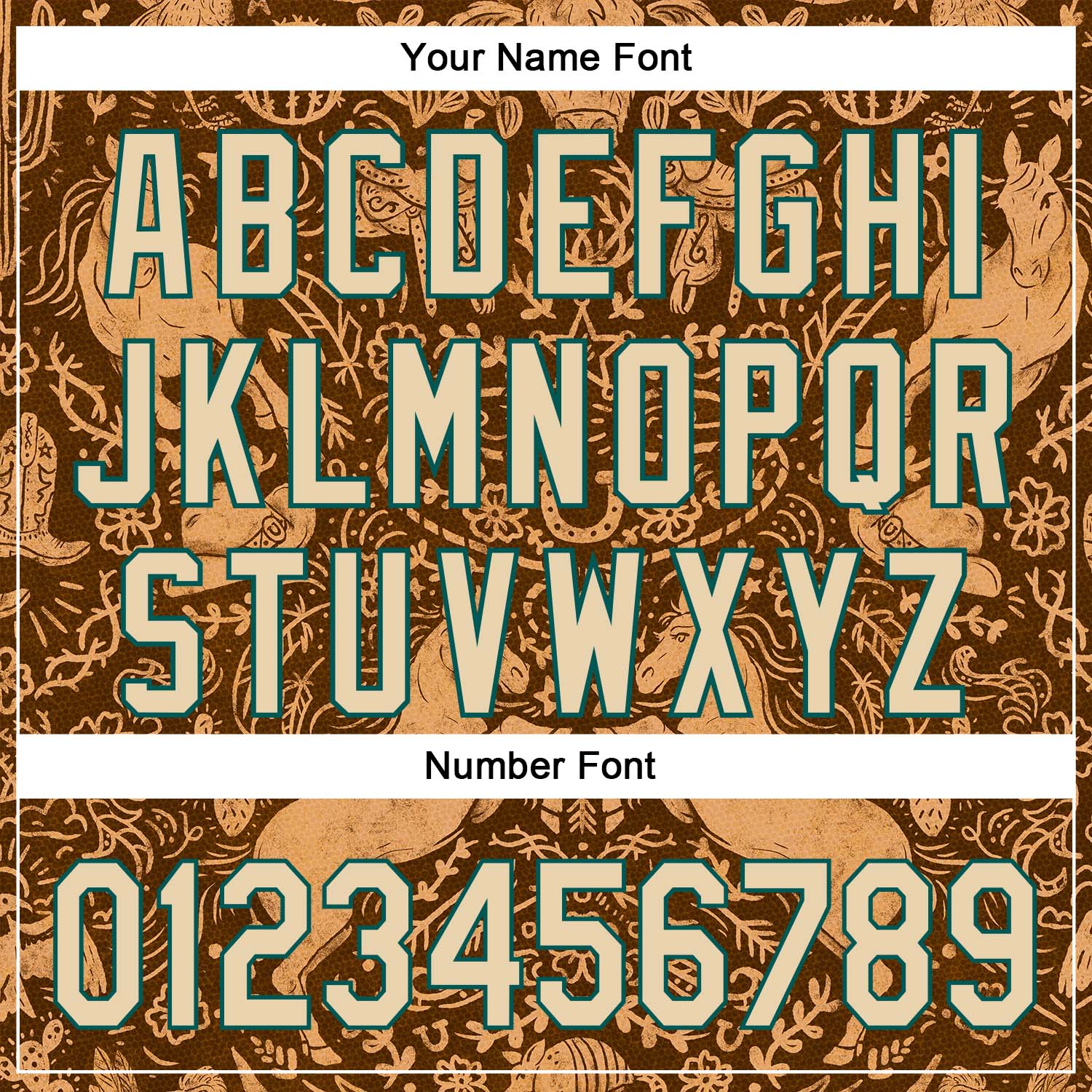 Custom Brown City Cream-Midnight Green 3D Emi Bee Cowpoke Damask Authentic Baseball Jersey