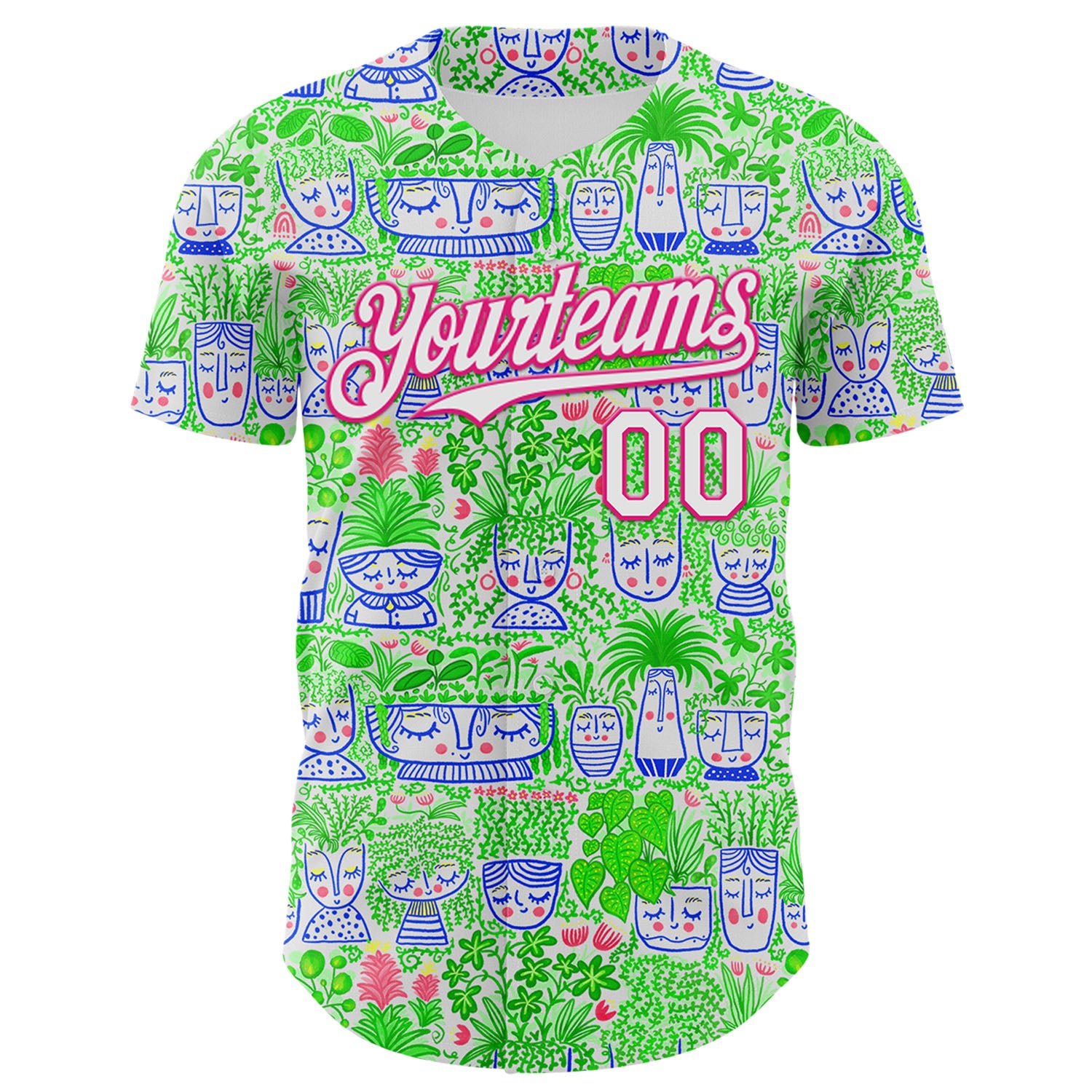 Custom White Hot Pink 3D Emi Bee Facepots Authentic Baseball Jersey