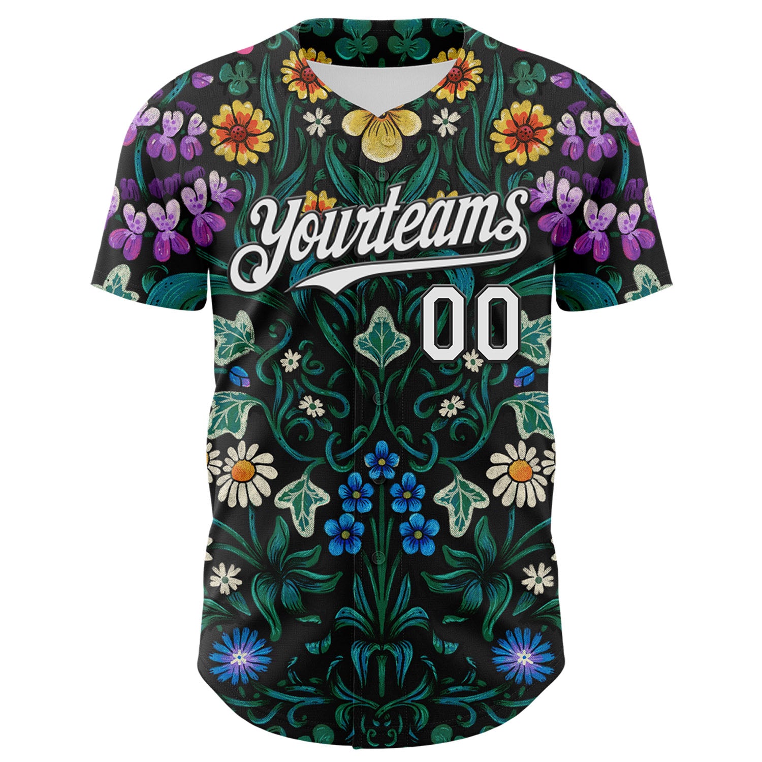 Custom Black White 3D Emi Bee Floriography Authentic Baseball Jersey