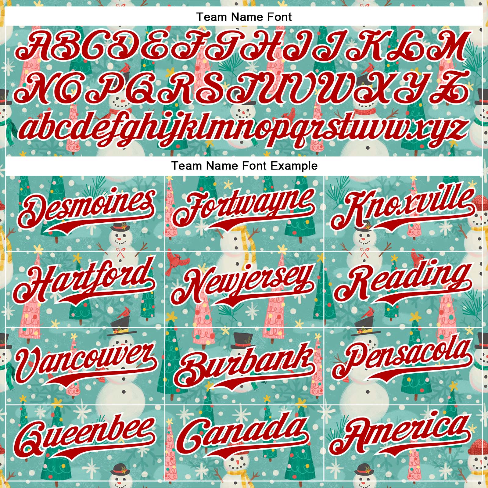 Custom Teal Red-White 3D Emi Bee Merry Snowmen Authentic Baseball Jersey