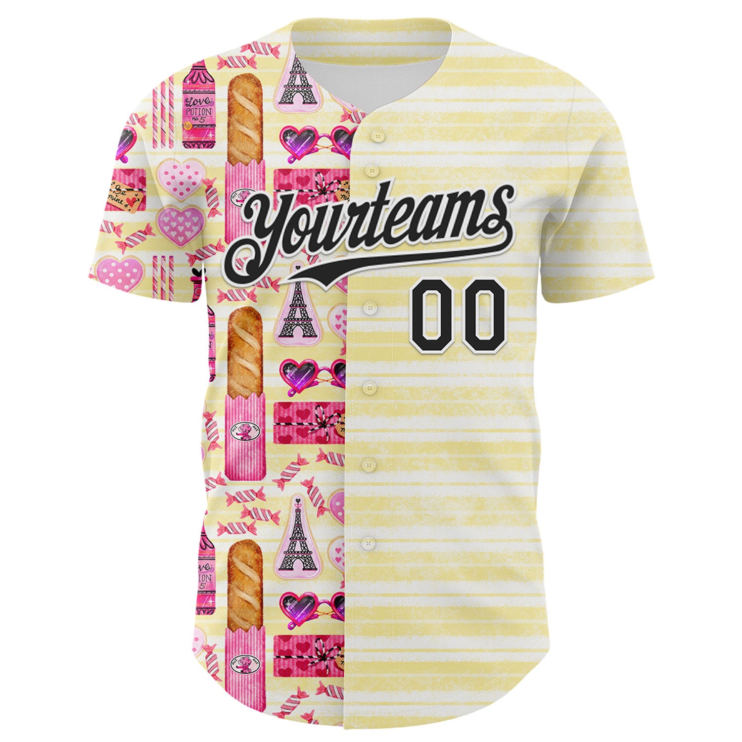 Custom White Black 3D Emi Bee Parisian Valentine Authentic Baseball Jersey