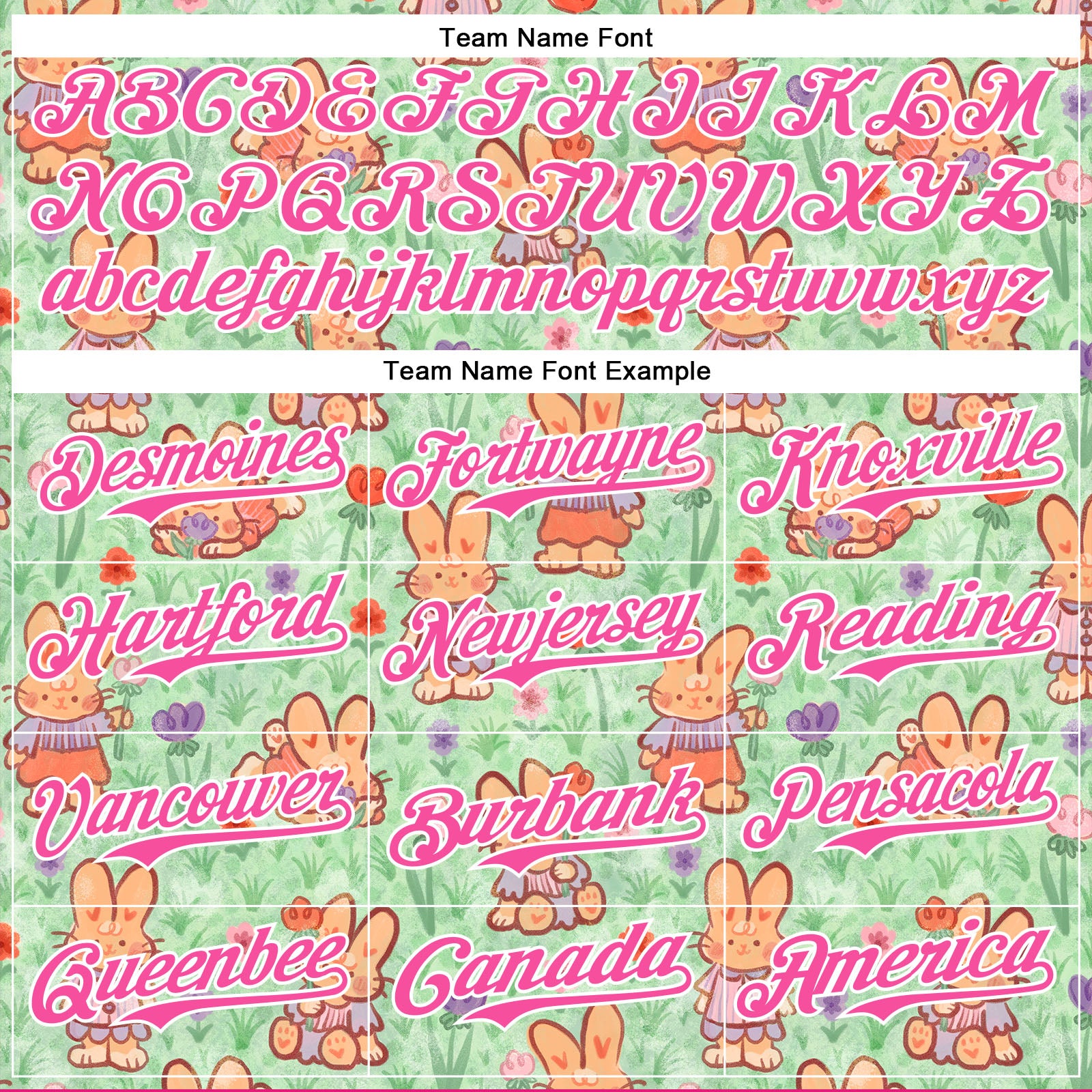 Custom Green Pink-White 3D Emi Bee Spring Bunnies Authentic Baseball Jersey