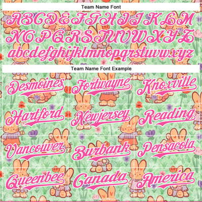 Custom Green Pink-White 3D Emi Bee Spring Bunnies Authentic Baseball Jersey