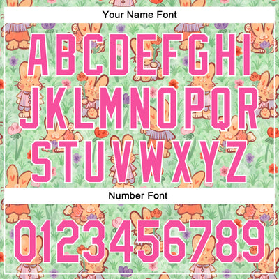 Custom Green Pink-White 3D Emi Bee Spring Bunnies Authentic Baseball Jersey