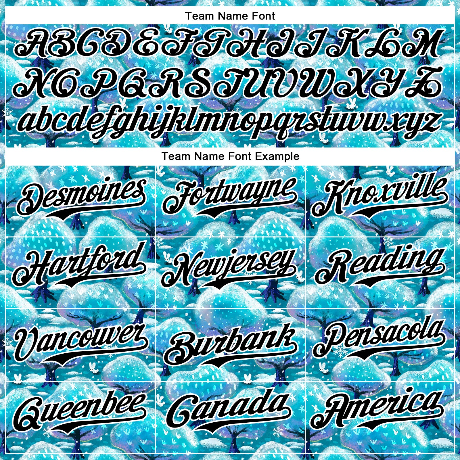 Custom Panther Blue Black-White 3D Emi Bee Winter Trees And Bunnies Authentic Baseball Jersey