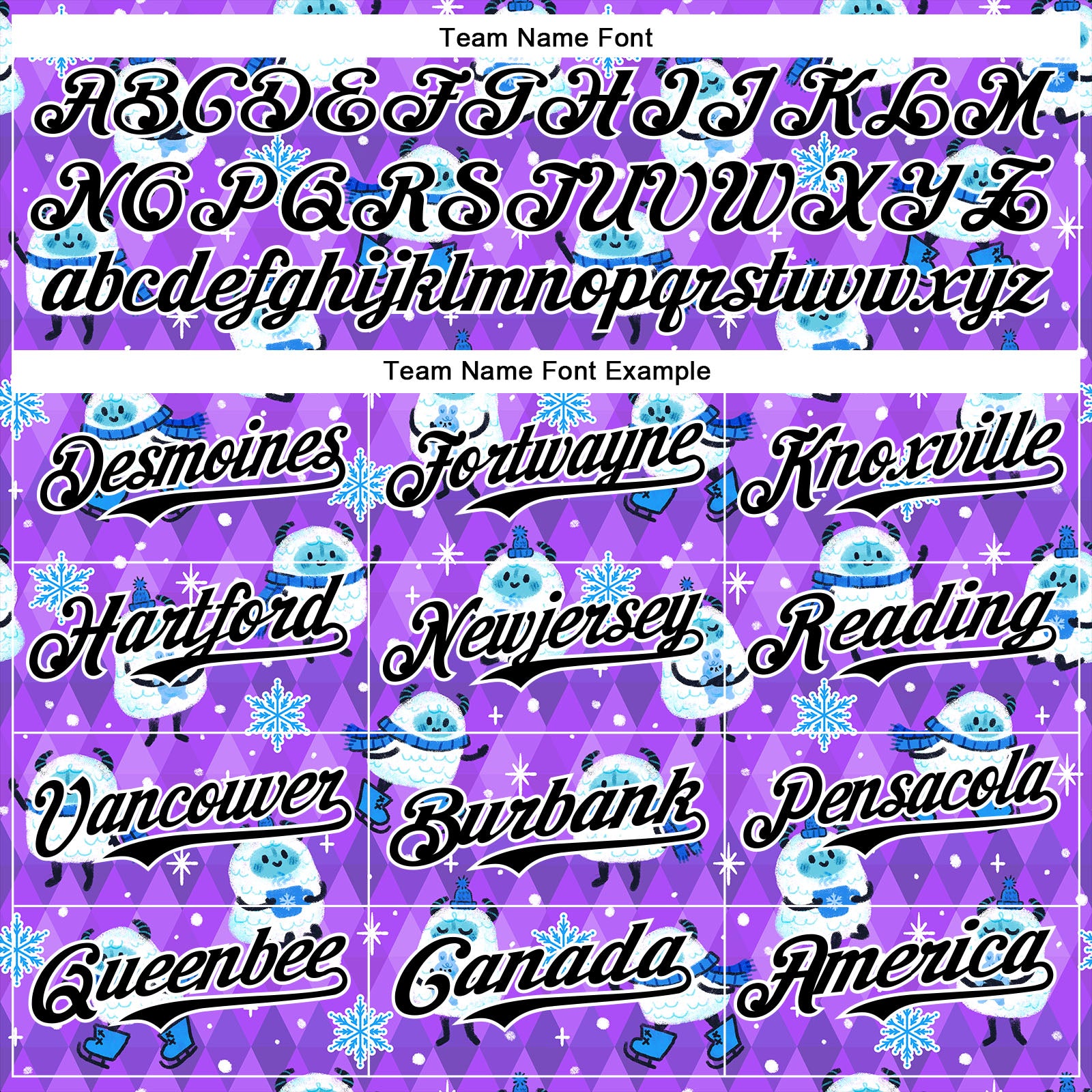 Custom Purple Black-White 3D Emi Bee Yetis In Snow Authentic Baseball Jersey