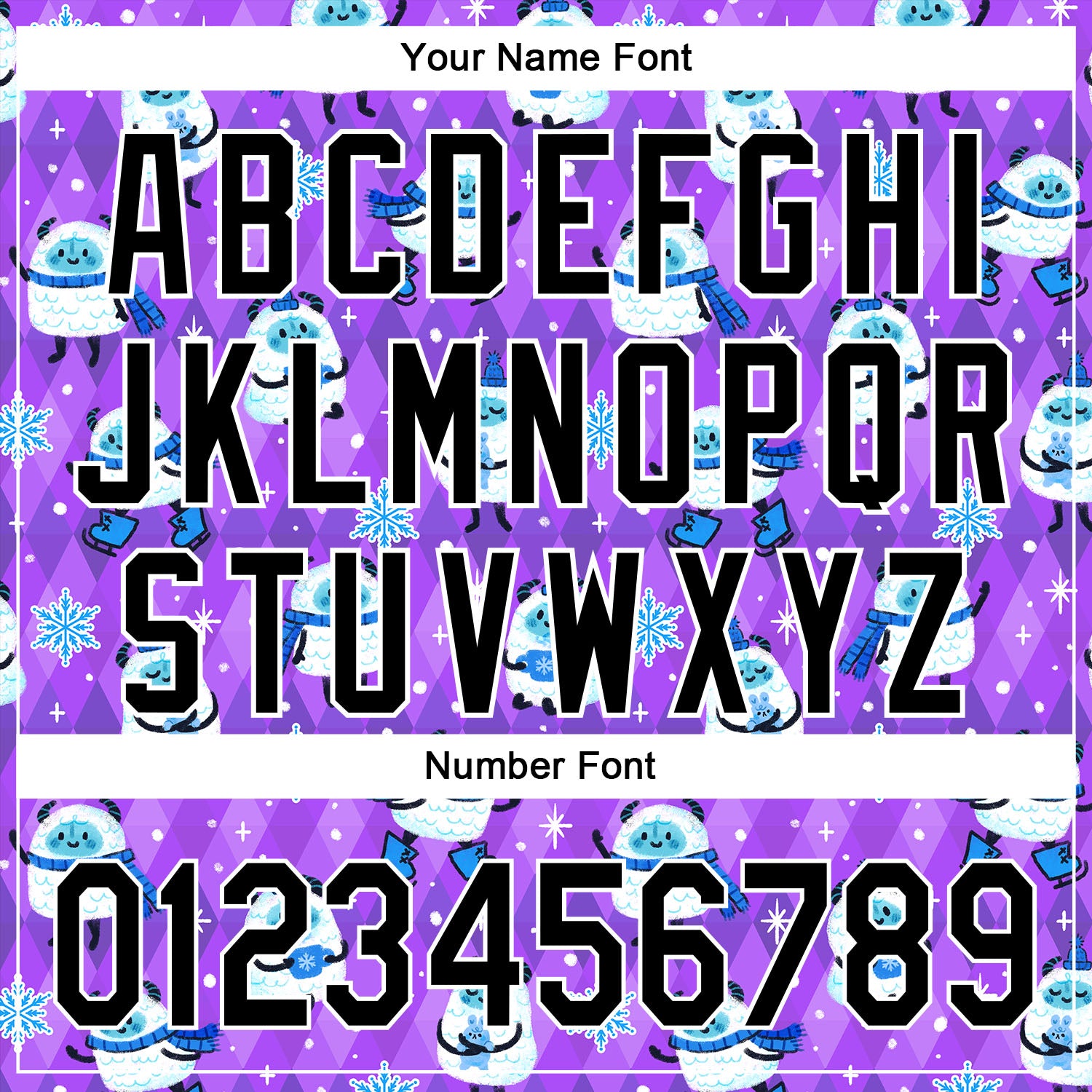 Custom Purple Black-White 3D Emi Bee Yetis In Snow Authentic Baseball Jersey